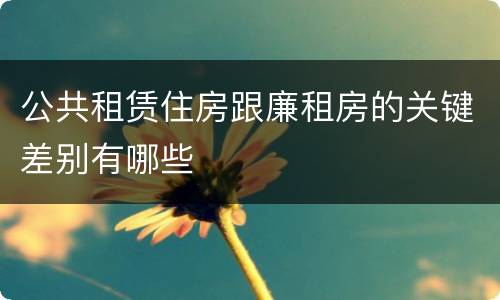公共租赁住房跟廉租房的关键差别有哪些