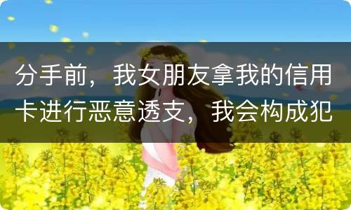 分手前，我女朋友拿我的信用卡进行恶意透支，我会构成犯罪吗，不是我透支的啊