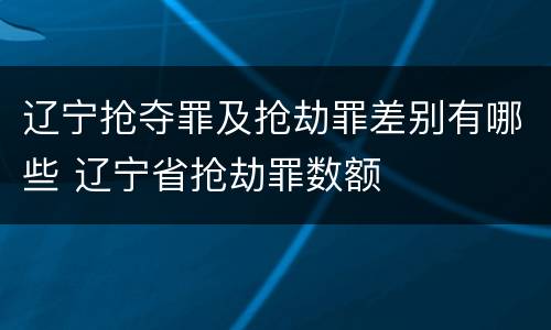 辽宁抢夺罪及抢劫罪差别有哪些 辽宁省抢劫罪数额