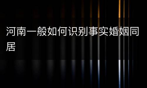 河南一般如何识别事实婚姻同居