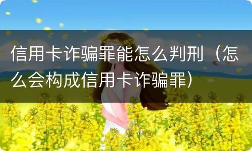 信用卡诈骗罪能怎么判刑（怎么会构成信用卡诈骗罪）