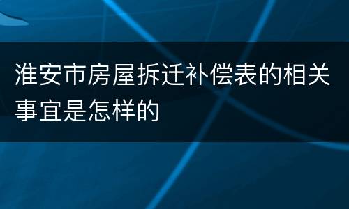 淮安市房屋拆迁补偿表的相关事宜是怎样的