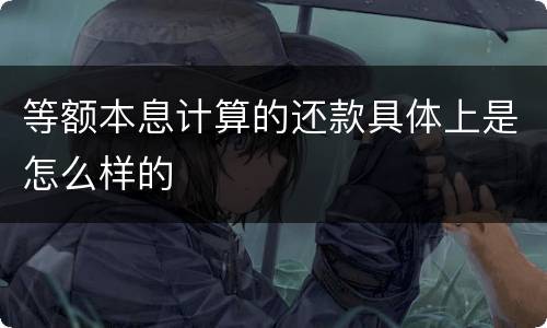 等额本息计算的还款具体上是怎么样的