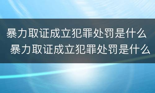 暴力取证成立犯罪处罚是什么 暴力取证成立犯罪处罚是什么案件
