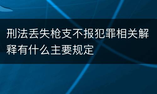 刑法丢失枪支不报犯罪相关解释有什么主要规定