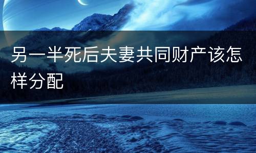 另一半死后夫妻共同财产该怎样分配