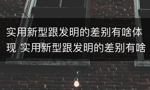 实用新型跟发明的差别有啥体现 实用新型跟发明的差别有啥体现呢