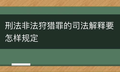刑法非法狩猎罪的司法解释要怎样规定