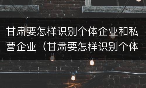 甘肃要怎样识别个体企业和私营企业（甘肃要怎样识别个体企业和私营企业呢）