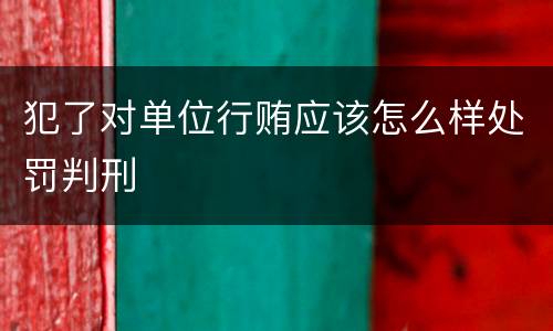 犯了对单位行贿应该怎么样处罚判刑