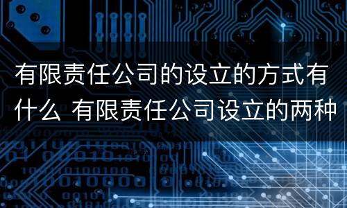 有限责任公司的设立的方式有什么 有限责任公司设立的两种方式