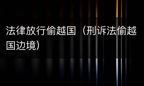 法律放行偷越国（刑诉法偷越国边境）