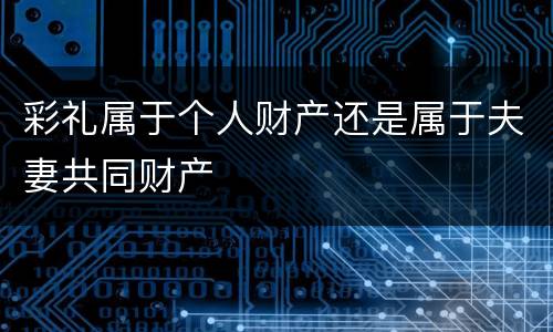 彩礼属于个人财产还是属于夫妻共同财产
