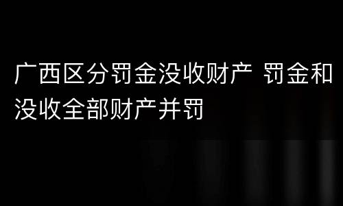 广西区分罚金没收财产 罚金和没收全部财产并罚