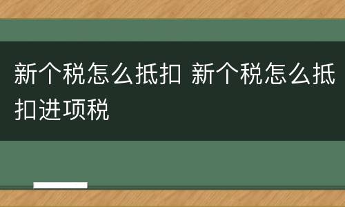 新个税怎么抵扣 新个税怎么抵扣进项税