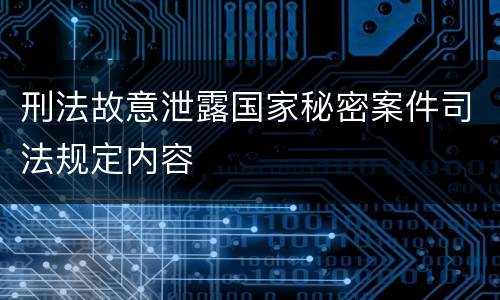 刑法故意泄露国家秘密案件司法规定内容