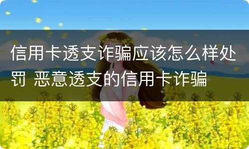 信用卡透支诈骗应该怎么样处罚 恶意透支的信用卡诈骗
