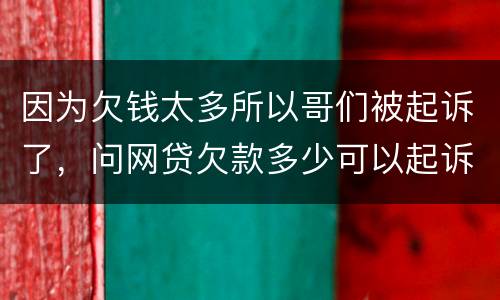 因为欠钱太多所以哥们被起诉了，问网贷欠款多少可以起诉