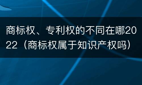 商标权、专利权的不同在哪2022（商标权属于知识产权吗）