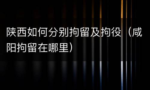 陕西如何分别拘留及拘役（咸阳拘留在哪里）