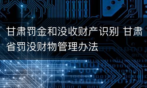 甘肃罚金和没收财产识别 甘肃省罚没财物管理办法