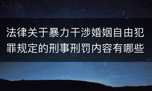 法律关于暴力干涉婚姻自由犯罪规定的刑事刑罚内容有哪些