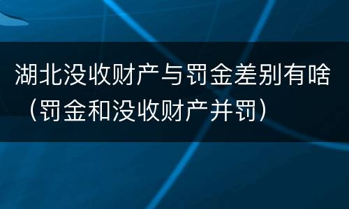 湖北没收财产与罚金差别有啥（罚金和没收财产并罚）