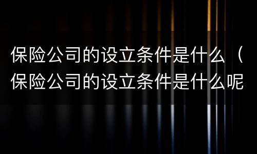 保险公司的设立条件是什么（保险公司的设立条件是什么呢）