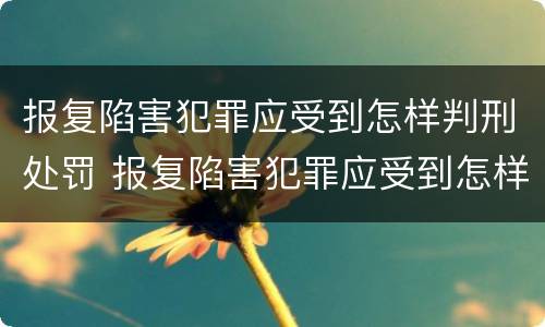 报复陷害犯罪应受到怎样判刑处罚 报复陷害犯罪应受到怎样判刑处罚案例