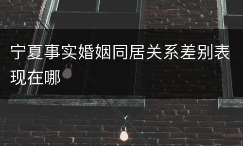 宁夏事实婚姻同居关系差别表现在哪
