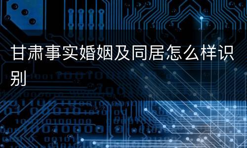 甘肃事实婚姻及同居怎么样识别