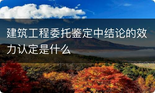 建筑工程委托鉴定中结论的效力认定是什么