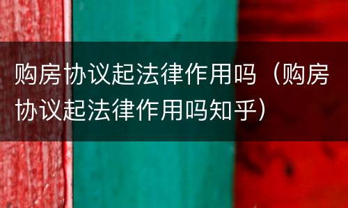 购房协议起法律作用吗（购房协议起法律作用吗知乎）
