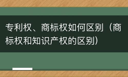 专利权、商标权如何区别（商标权和知识产权的区别）