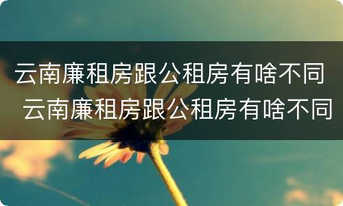 云南廉租房跟公租房有啥不同 云南廉租房跟公租房有啥不同吗