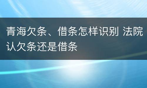 青海欠条、借条怎样识别 法院认欠条还是借条