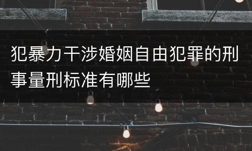 犯暴力干涉婚姻自由犯罪的刑事量刑标准有哪些