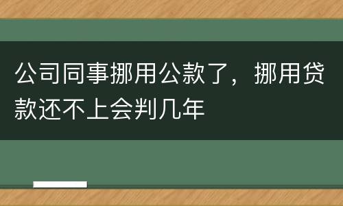 公司同事挪用公款了，挪用贷款还不上会判几年