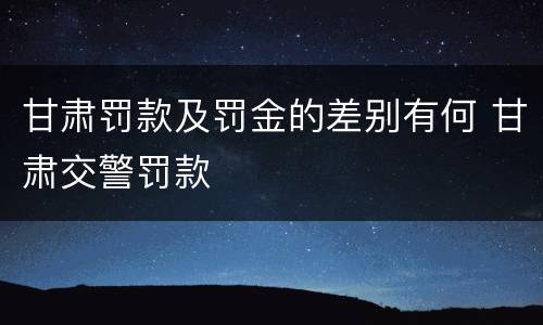甘肃罚款及罚金的差别有何 甘肃交警罚款
