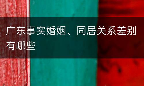 广东事实婚姻、同居关系差别有哪些