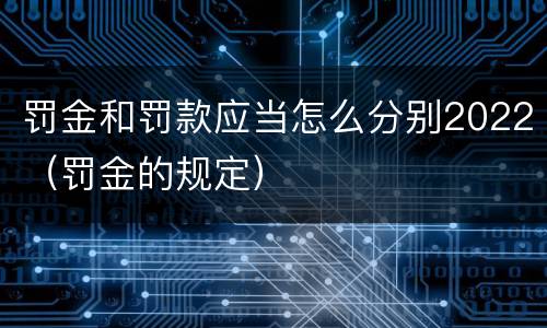 罚金和罚款应当怎么分别2022（罚金的规定）
