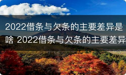 2022借条与欠条的主要差异是啥 2022借条与欠条的主要差异是啥呢