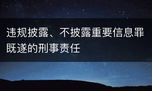 违规披露、不披露重要信息罪既遂的刑事责任