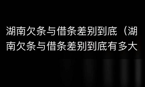 湖南欠条与借条差别到底（湖南欠条与借条差别到底有多大）