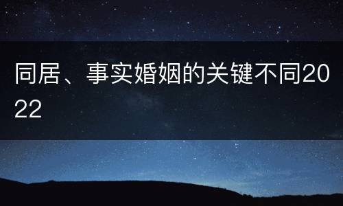 同居、事实婚姻的关键不同2022