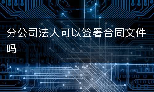 分公司法人可以签署合同文件吗