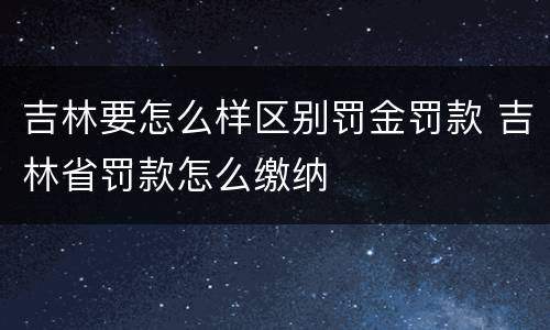 吉林要怎么样区别罚金罚款 吉林省罚款怎么缴纳