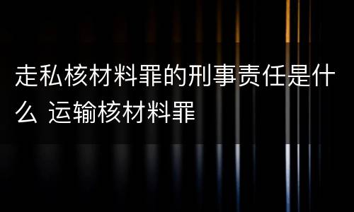 走私核材料罪的刑事责任是什么 运输核材料罪