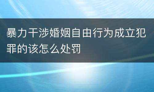 暴力干涉婚姻自由行为成立犯罪的该怎么处罚