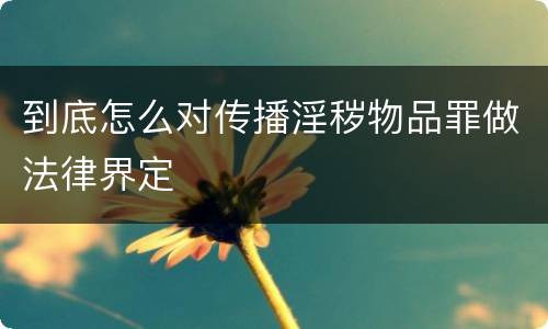 到底怎么对传播淫秽物品罪做法律界定